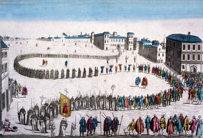 Inkvisitionens stora procession i Lissabon, franskt gravyr av Unbekannter Künstler