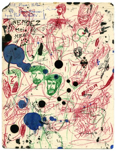 Blotter täckt med fläckar och doodles, runt 1960 (ritning) av Unbekannter Künstler