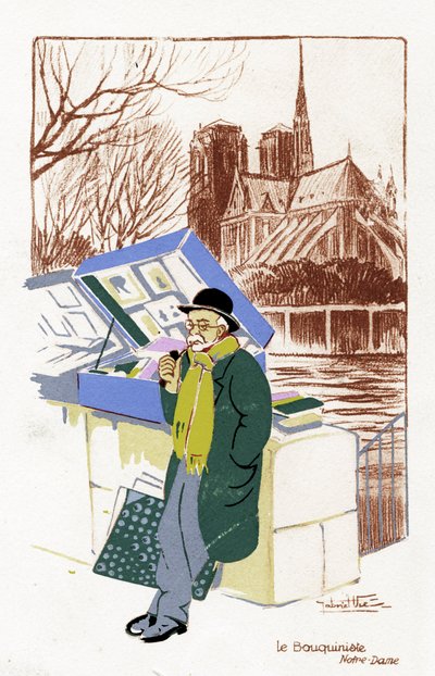 Bokhandlare ("Le Bouquiniste"), Paris, ca 1900 av Unbekannter Künstler