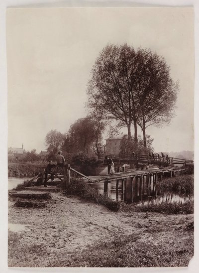 Broar, högbarn på en bro, c 1890 av Unbekannt