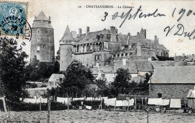 Bretagne, Ille et Vilaine (35), Chateaugiron: exteriör utsikt över slottet - Vykort daterat 1904 av Unbekannt