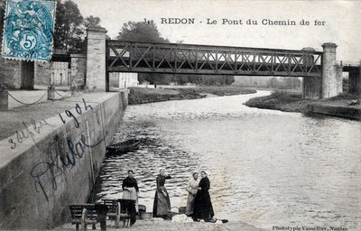 Brittany, Ille et Vilaine (35), Redon: järnvägsbron - Vykort daterat 1904 av Unbekannt