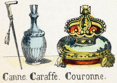 C - Canne Caraffe Crown - Alfabetet - barnunderhållning - Bildepinal, populär serie c.1890 (illustration) av Unbekannt