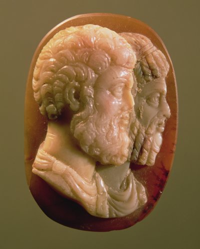 Cameo föreställande Marcus Aurelius (121-180) och Lucius Verus (130-169) Roman (onyx) av Unbekannt