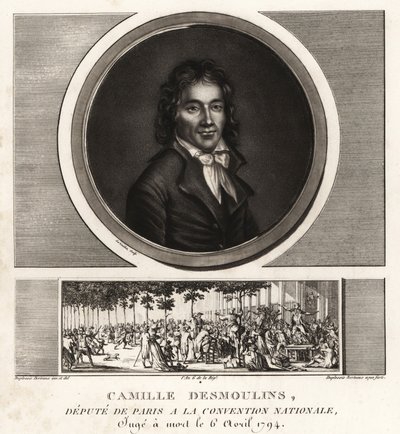 Camille Desmoulins, ställföreträdare för Paris vid nationalkongressen, d av Unbekannt