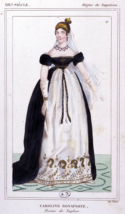 Caroline Bonaparte, ca 1810 (gravyr) av Unbekannter Künstler
