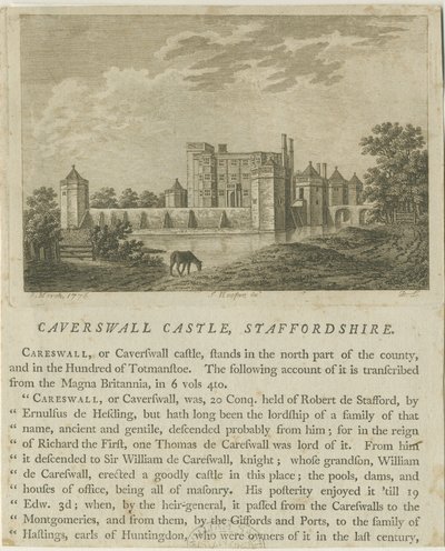 Caverswall Castle: gravyr i kopparplåt, 8 mars 1776 av Unbekannt