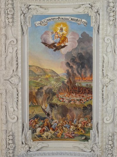 Takfresk i sidogången till St. Katarinakyrkan, Nedläggning av Wien 1683, Habsburgarnas mausoleum, Graz, Steiermark, Österrike, Europa (foto) av Unbekannter Künstler