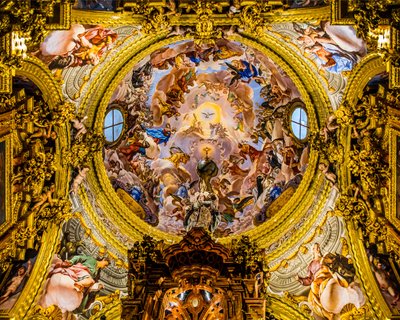 Takmålning, sakristia, kartuserklostret La Cartuja, barockens höjdpunkt i Andalusien, Granada, Andalusien, Spanien, Europa (foto) av Unbekannter Künstler