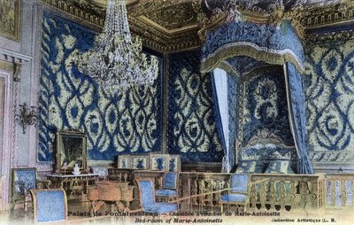Chateau de Fontainebleau: sovrum för drottning Marie Antoinette (1755-1793) - Vykort sent 1800- och 1900-tal av William M. Timlin