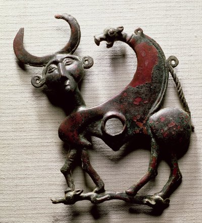 Kindbit av ett hästbett i form av ett odjur med människohuvud, från Luristan, västra Iran, ca 800-700 f.Kr. (brons) av Unbekannt