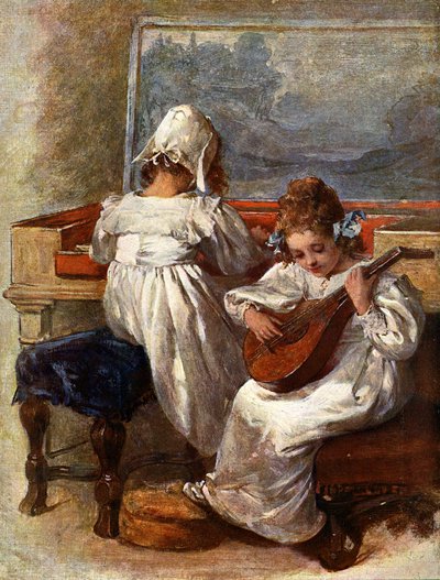 Barn som spelar instrument av Unbekannter Künstler