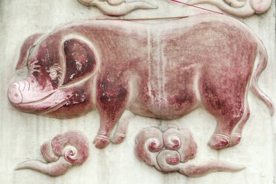 Kinesiskt astrologiskt tecken. Vitt moln tempel Beijing Kina av Unbekannt