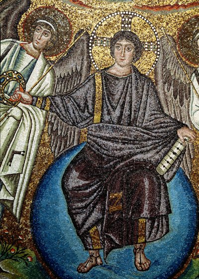 Kristus och änglar, detalj ovanifrån absiden, 600-talet (mosaik) av Unbekannt