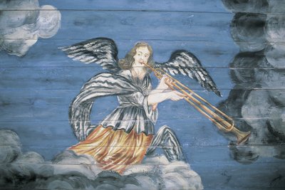Närbild av en målning, Etnografiskt friluftsmuseum, Riga, Lettland av Benjamin Baud