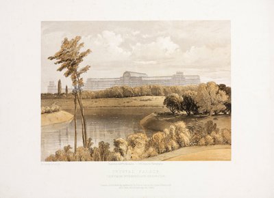 Crystal Palace, Post-Great Exhibition The Crystal Palace from the Intermediate Reservoir, c 1855 av Unbekannt