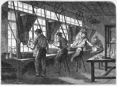 Skärning av kristall, ca 1880 (gravyr) av Unbekannter Künstler
