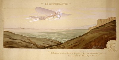 Början av flyget: John Moisant genomförde den första passagerartransporten över Engelska kanalen, med sin mekaniker i sitt tvåsitsiga Bleriot-plan den 17 augusti 1910 av Unbekannt
