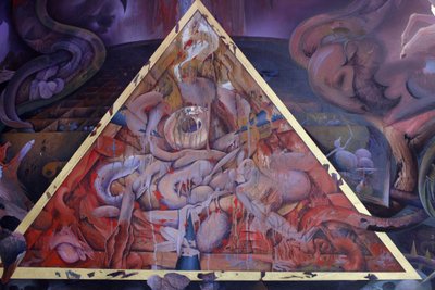 Detalj av en väggmålning i Uposatha (helgedomshallen) i Buddhapadipa-templet, Wimbledon, Grande-Bretagne av Unbekannt