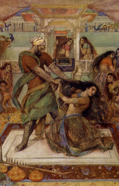 Draupadi släpas ur sin kammare av Duhsasana av Unbekannter Künstler