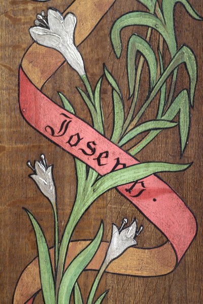 Teckning. Blommor och ett band med namnet Joseph skrivet på, Fecamp, Frankrike av Unbekannt