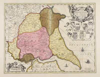 Ducatus Eboracensis pars orientalis  Den östliga delen av Yorke shire av Unbekannter Künstler