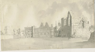Dudley Castle - The Keep: sepiatvättteckning, nd [c 1790] av Unbekannt