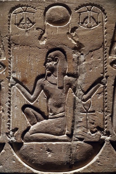 Egypten, Medamud, Montu tempeldörr, detalj 221-205 f.Kr. av Unbekannter Künstler