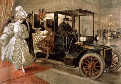 Eleganta kvinnor som kommer ut ur bilen av Unbekannter Künstler