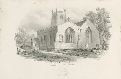 Elford Church: litografi och [1800-talet] av Unbekannt