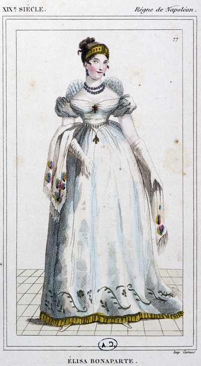 Elisa Bonaparte Baciocchi, ca 1810 (gravyr) av Unbekannter Künstler