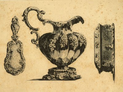Gravyr som föreställer tre skönhetsaccessoarer av prins Pavel (Paul) Grigoryevich Demidoff (1738-1821) av Unbekannt