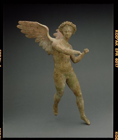 Eros i flykt, figur gjord i Myrina i Mindre Asien Grekisk, hellenistisk period, c.150-100 f.Kr. (terrakotta) av Unbekannt