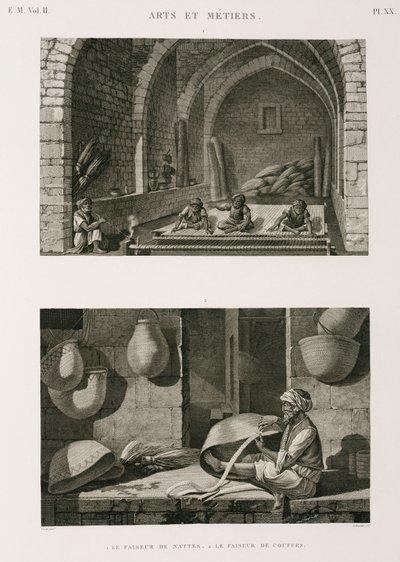 Tillverkning, andra mattmakare och korgvävare, Egypten, ca 1798 av Unbekannt