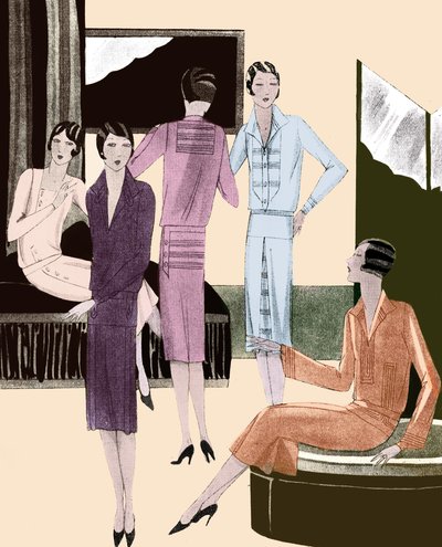 Modeklänningar våren 1928 av Unbekannter Künstler
