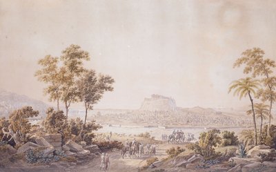 Figurer som närmar sig staden Aten, Grekland, ca 1800 av Unbekannt