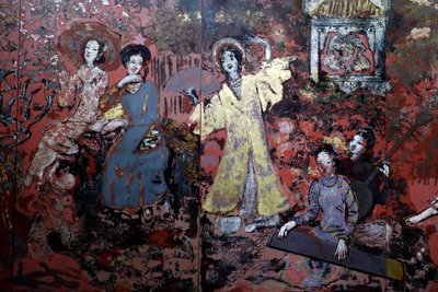 Fine Arts Museum, Museum, Woman, Lack on wood, Central, south, north spring av Nguyen Gia Tri, Detail, Ho Chi Minh City, Vietnam, 2018 (foto) av Unbekannt
