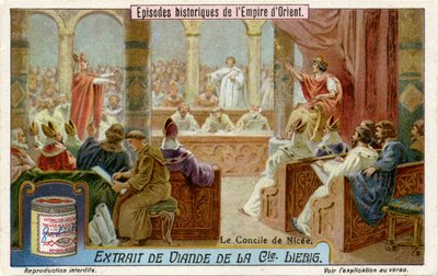 Första konciliet i Nicaea ledd av den romerske kejsaren Konstantin I av Unbekannt