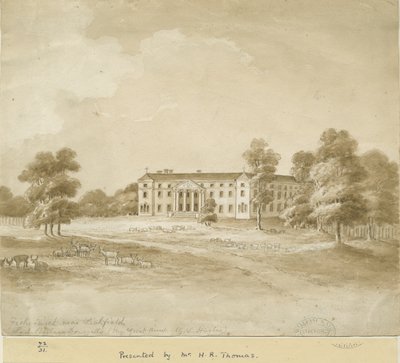 Fisherwick Hall: sepiatvättteckning, nd [? 1800-talet] av Unbekannt