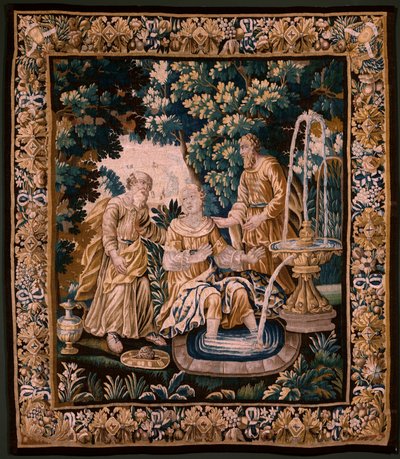 Flämischer Wandteppich. Susanna und die Ältesten. Atelier von Oudenaarde von 