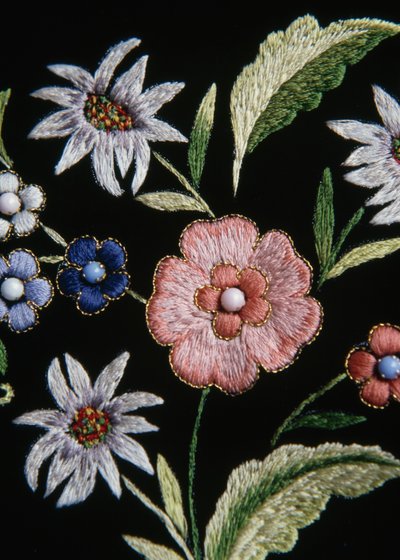 Blommig broderi på Walser-dräkt, Gressoney, Valle d