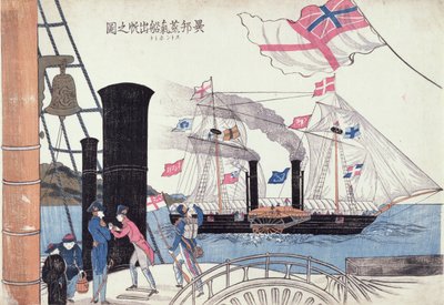 Utländska ångfartyg, Nagasaki, Japan av Unbekannter Künstler