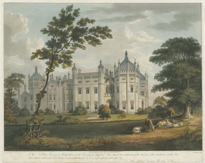 Forton - Aqualate Hall: tonad akvatintgravyr, nd [c 1814] av Unbekannt