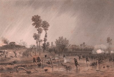 General Cialdinis fjärde piemontesiska division under attacken av slaget vid Palestro, Lombardiet av William M. Timlin