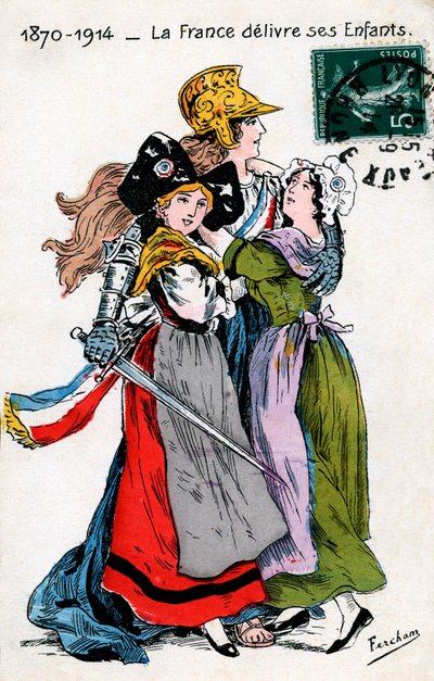 Frankrike levererar sina barn (Alsace och Mosel, Lorraine), vykort av Fercham av Unbekannt