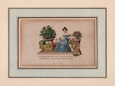 Vänskap skall alltid pryda dina kvällar, Augsburg, ca 1830 (gravyr) av Unbekannter Künstler