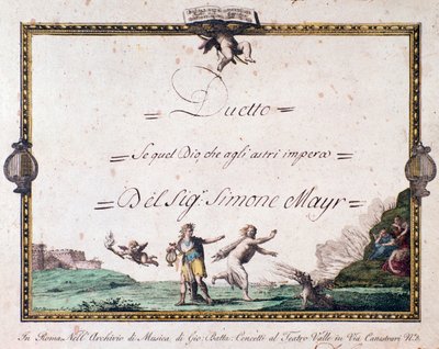 Frontispice av duetten Se quel dio che gli astri impera av Giovanni Simone Mayr. av Unbekannter Künstler