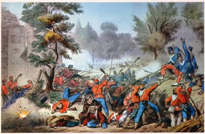 GARIBALDINI VID SESSA KOMBAT 1860 (tryck) av Unbekannter Künstler
