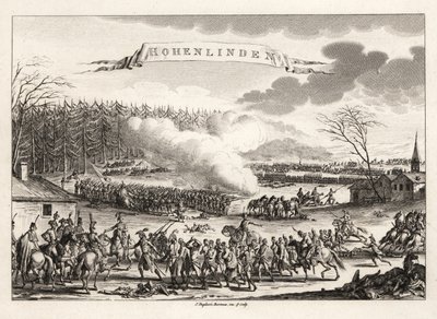 General Jean Victor Marie Moreau leder den franska revolutionsarmén till seger i slaget vid Hohenlinden över österrikarna och bayererna av Unbekannt