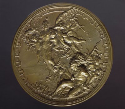 Förgylld bronsmedalj för att markera 400-årsdagen av upptäckten av Amerika (1492-1892) av Benjamin Baud